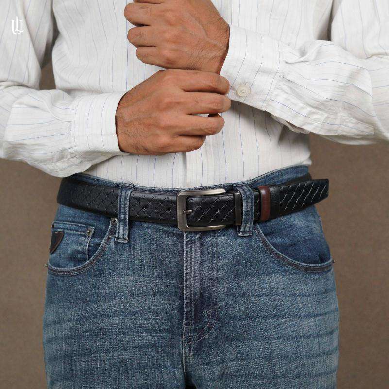 Axel Cross Line Pattern Belt - Dual Tone Moving Brockless