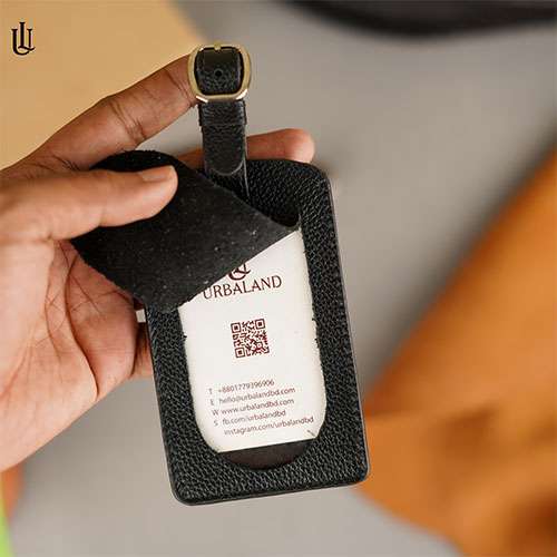 Urbaland Leather Luggage or Bag Tag - Black