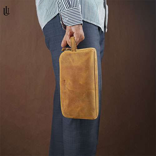 Jeff Pouch Bag - Light Brown Oil Pullup